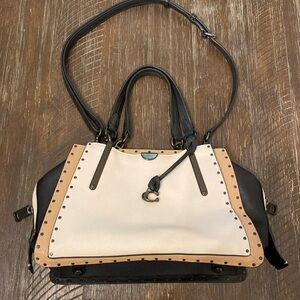 COACH 35605 Dreamer Chalk Multi With Rivets Classic Neutral Shoulder Hand Bag